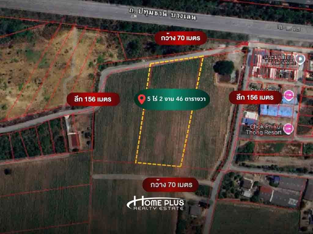 รูป ที่ดินติดโรงพยาบาลกำแพงแสน นครปฐม เนื้อที่ 5 ไร่ 2 งาน 46 ตารางวา - รูปที่ 1/6