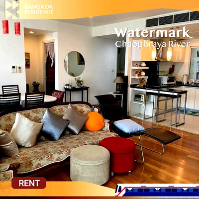 Condos for rent :  Watermark Chaophraya River 🌃 Stunning Unit, High Floor, Great Price 🌊 