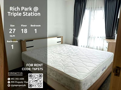 Condos for rent : T6F57S Condo For Rent Rich Park @ Triple Station 27 Sq.M. Floor 18 line id : @pinpropertyth