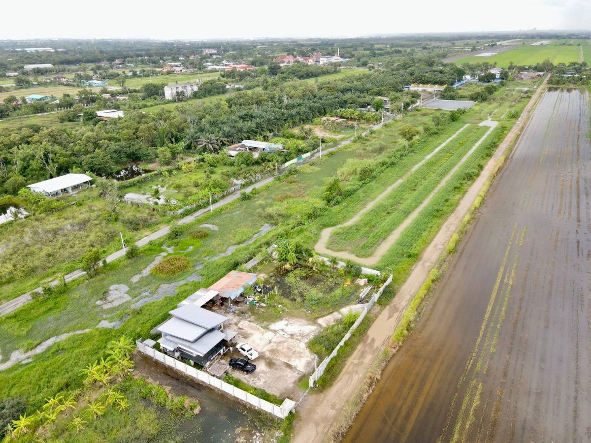 picture 1 rai of land with house, Soi 8, Nong Suea, Pathum Thani, single-family house, raised floor, 2950000 baht, title deed ready for transfer, gate - 23/24