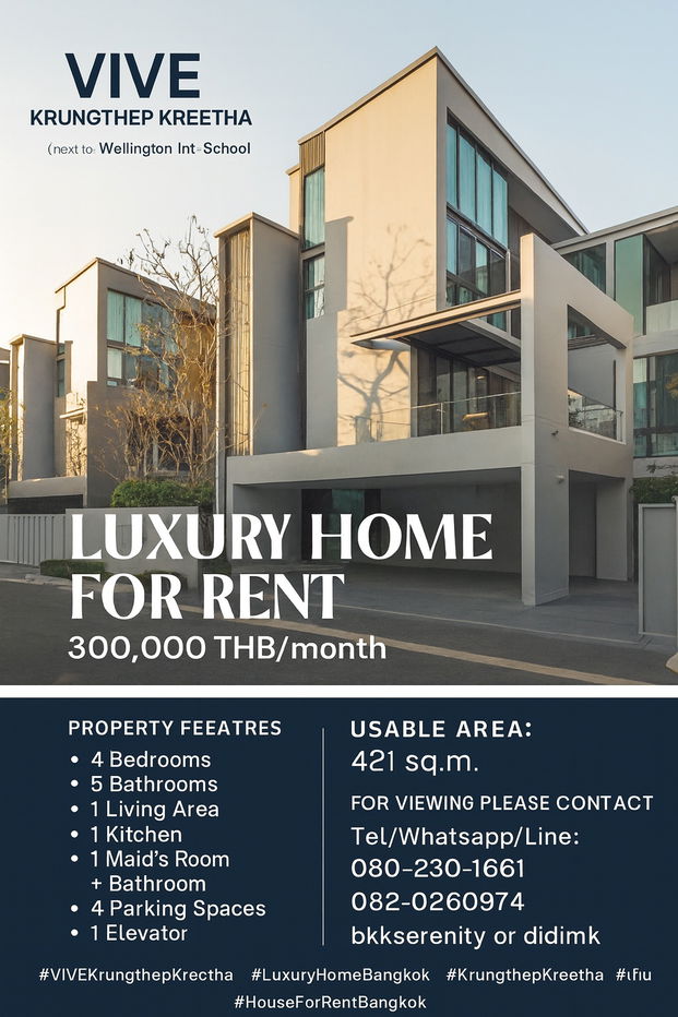 picture For rent VIVE Krungthep Kreetha next to Wellington International School - 1/28