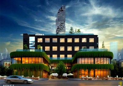 Retail spaces for rent Srisavarindhira Thai Red Cross Institute of Nursing : Shop space for rent, AVENUE 9 Community Space & Hotel, Silom Road and Silom Soi 9, 1st and 2nd floors, starting at 1,200 baht per square meter*/month.