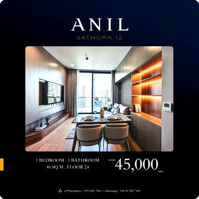 เช่าคอนโด BTS เซนต์หลุยส์ : ให้เช่า 𝘼𝙉𝙄𝙇 𝙎𝙖𝙩𝙝𝙤𝙧𝙣 𝟏𝟐 – อนิล สาทร 12   🔰 ตกแต่งครบ พร้อมอยู่ 