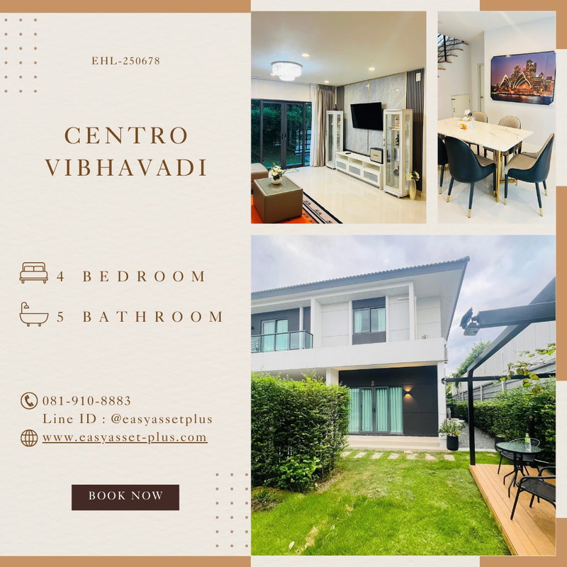 บ้านเดี่ยวให้เช่า : EHL-250678 บ้านเดี่ยว 2 ชั้น ให้เช่า CENTRO Vibhavadi