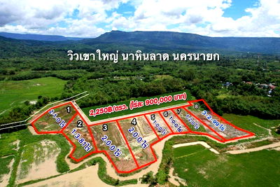 Land for sale : Khao Yai view, Na Hin stream, Lat Pak Phli, Nakhon Nayok, 15-1-84 rai, 900,000 baht for the whole plot,water and electricity ready6m 