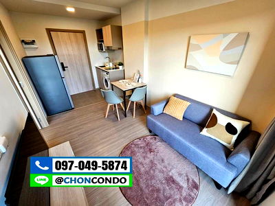 เช่าคอนโด บางแสน : DCondo Sense ชั้น4 ตึกB  -----------แอร์2ตัว+มีเครื่องซักผ้า------------Tel 097-049-5874 (Line: @choncondo มี@ด้วย)
