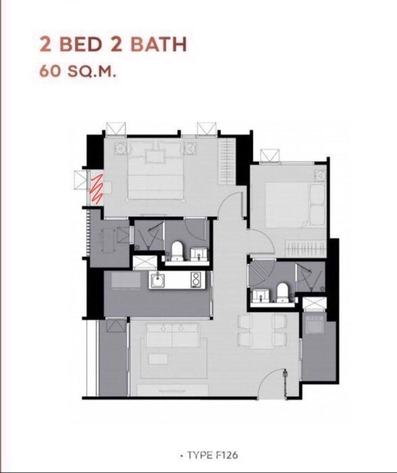 picture 2-BR Condo at Life Ladprao Valley near BTS Ha Yaek Lat Phrao (ID 2456446) - 15/15