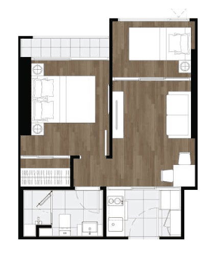 รูป ขายดาวน์ ขาดทุน เจ้าของขายเอง คอนโด Origin Place Bangna 1 Bedroom Plus 34.5 ตร.ม. ชั้น 11 - รูปที่ 4/5