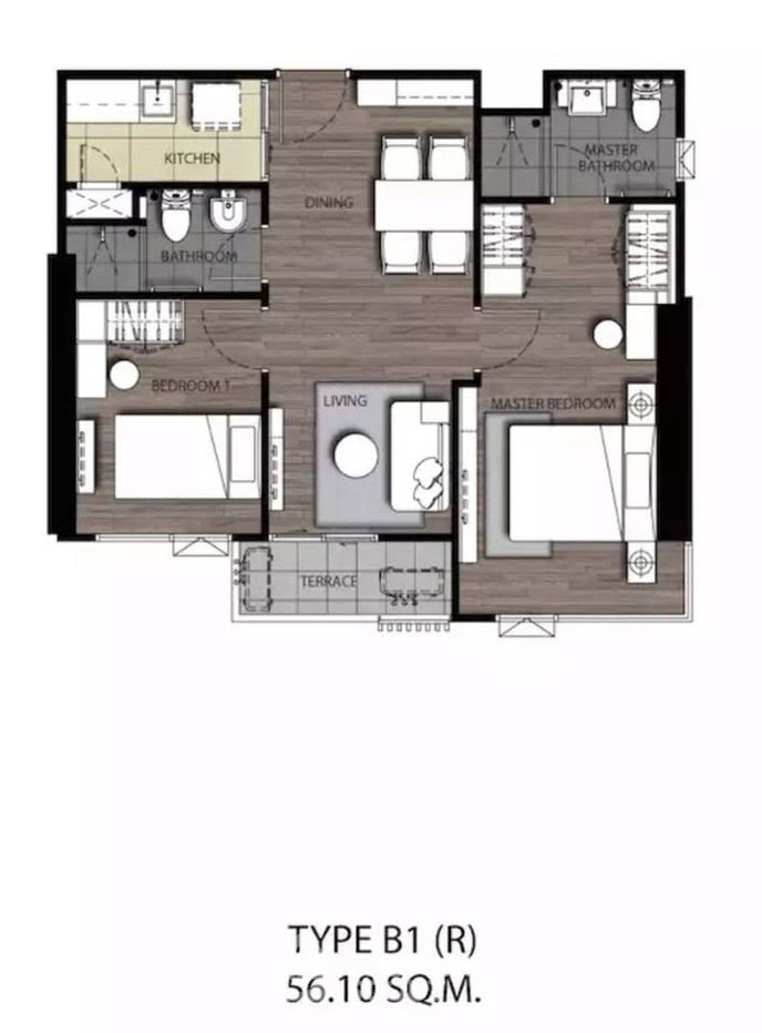picture 2-BR Condo at The Stage Taopoon - Interchange near MRT Tao Poon (ID 2107977) - 2/6