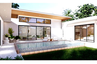 บ้านเดี่ยว สุราษฎร์ธานี : [920121001-2727] วิลล่า พร้อมสระว่ายน้ำ 3 ห้องนอน สไตล์ทรอปิคอล ที่ปลายแหลม, เกาะสมุย