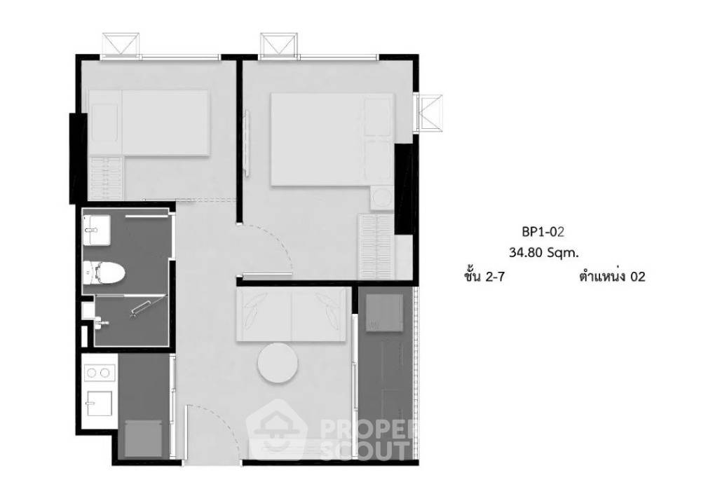 picture 2-BR Condo at Origin Place Phahol 59 Station in Anusawari (ID 1384673) - 5/27