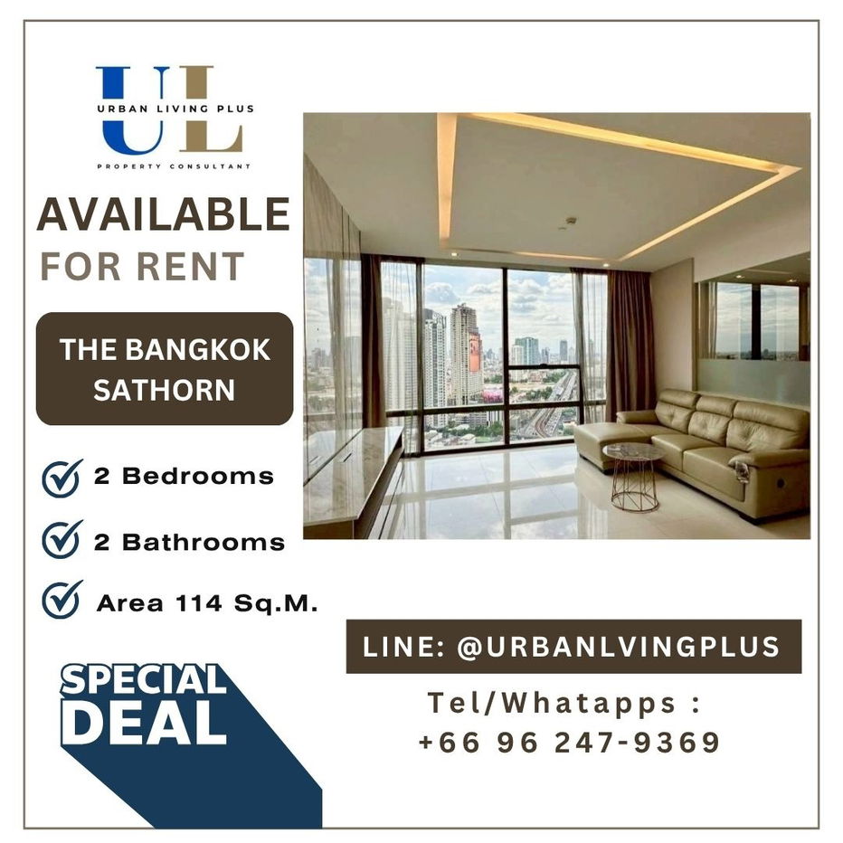 picture ( UL2511201 ) ✨Tel/Line 096-2479369✨ , FOR RENT The Bangkok Sathorn 2 bedrooms, 2 bathrooms, high floor, furnished, ready to move in - 1/15