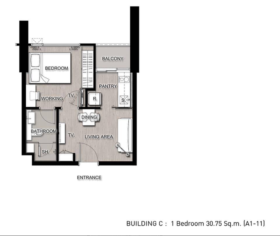 รูป คอนโด 1 ห้องนอน The Saint Residences ชั้น 40 ขนาด 31 ตร.ม. ใกล้ MRT พหลโยธิน 100 ม. (ID 2014811) - รูปที่ 6/6