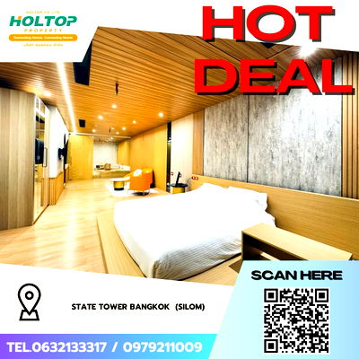คอนโดให้เช่า : #Z3427💥 011268🔥ให้เช่าคอนโด State Tower Bangkok  (Silom)