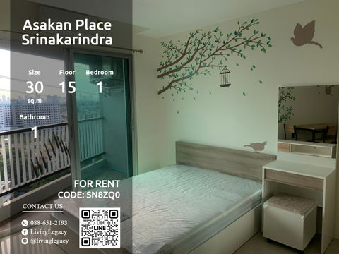 SN8ZQ0 Condo For Rent Asakan Place Srinakarindra 30 Sq.M. Floor 15 line id : @livinglegacy