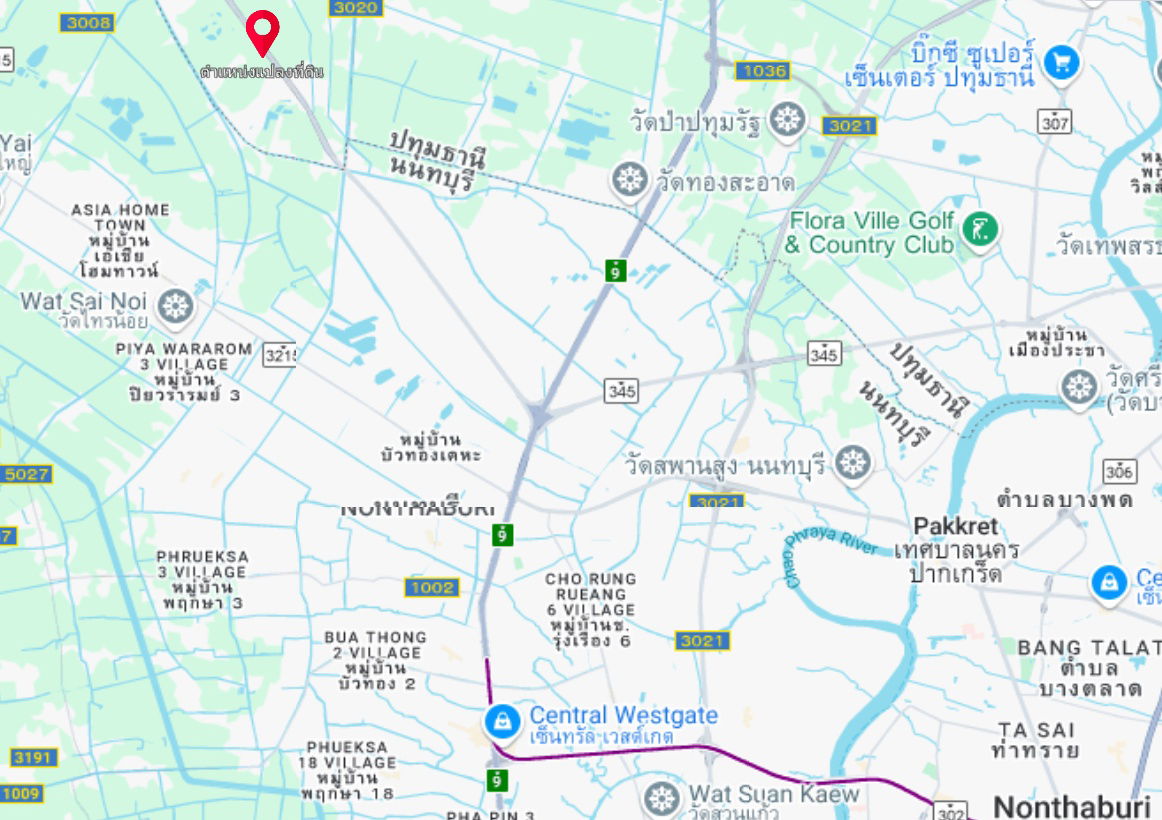 รูป ขายที่ดินย่านลาดหลุมแก้ว 9 ไร่ 2 งาน 27 วา ริมถนน ทางหลวงบางบัวทอง สุพรรณ 340 - รูปที่ 3/3