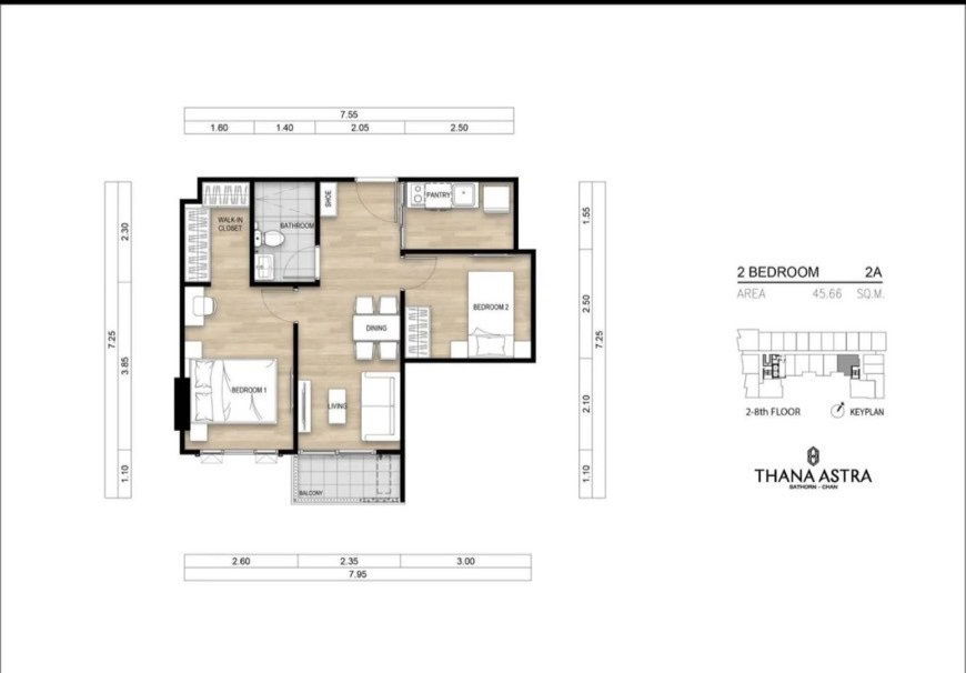 รูป ขายคอนโด Thana Astra Sathorn-Chan คอนโด ใจกลางเมือง ที่สุดของทำเลศักกยภาพ แบบ 1 ห้องนอน และ แบบ 2 ห้องนอน ขนาด 39 ตรม.-60 ตร.ม. ใกล้ BTS เซ็นต์หลุยส์ - รูปที่ 8/20