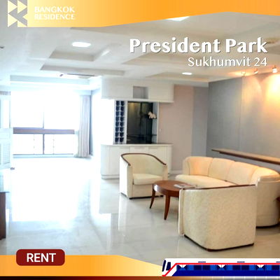 Condos for rent :  President Park Sukhumvit 24 🐱 Pet-friendly & Stunning City View 🏙️ Near MRT Queen Sirikit National Convention Center 