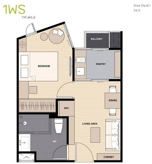 รูป (ว่าง1มกราคม69)ให้เช่าPela Wuttakat - 1นอน 1น้ำ 34ตรม. ชั้น9 - Line:@hac55 - รูปที่ 10/11