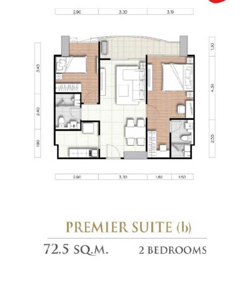 picture 2-BR Condo at Supalai Oriental Sukhumvit 39 near MRT Phetchaburi (ID 2389433) - 9/15