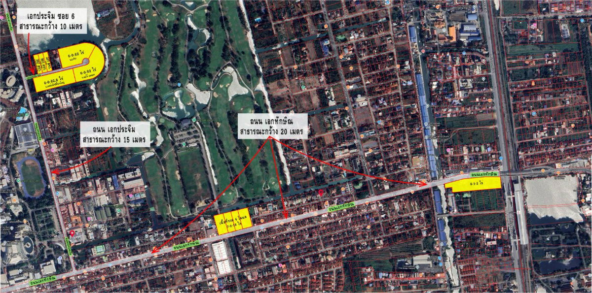 รูป ขายที่ 6 ไร่ หน้าสถานีรถไฟฟ้าหลักหก หัวมุมถนนเลียบทางรถไฟและถนนเอกทักษิณทางเข้า ม.รังสิต - รูปที่ 2/4