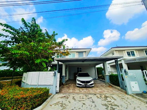 ตกแต่งพร้อมเฟอร์ฯ ร่มรื่น วิวสวน บ้านเดี่ยว 2 ชั้น แพรกษา ศรีนครินทร์ สุขุมวิท บางนา รร.นานาชาติคริสเตียน 2.7 กม. หลังมุม