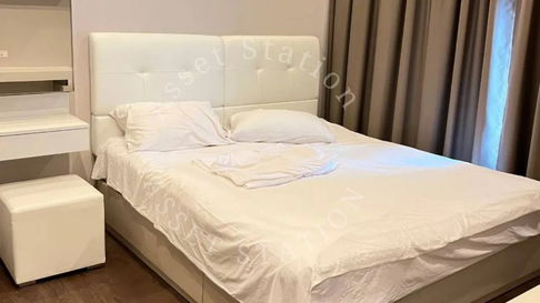 Ready to rent Q Asoke, minimalist room, beautifully decorated, near SWU, MRT Phetchaburi