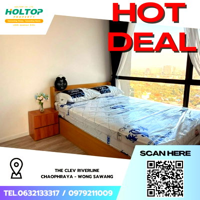 คอนโดให้เช่า : #Z3468💥 031268🔥ให้เช่าคอนโด The Clev Riverline Chaophraya - Wong Sawang