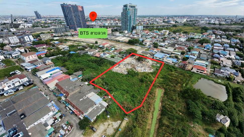 ที่ดิน 4 ไร่ 700 ม.จาก BTS สายลวด ใกล้ รพ.สมุทรปราการ ปากน้ำ ถูกกว่าตลาด 30% แปลงสี่เหลี่ยมสวย