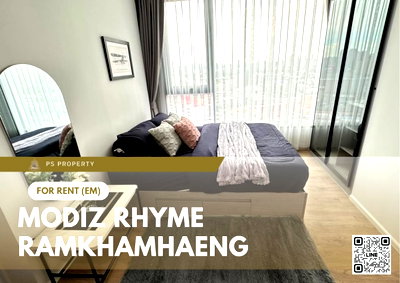คอนโดให้เช่า : ให้เช่า 🔥 Modiz Rhyme Ramkhamhaeng 🔥 ใกล้ MRT เพียง 80 เมตร เฟอร์นิเจอร์ และ เครื่องใช้ไฟฟ้าครบ 