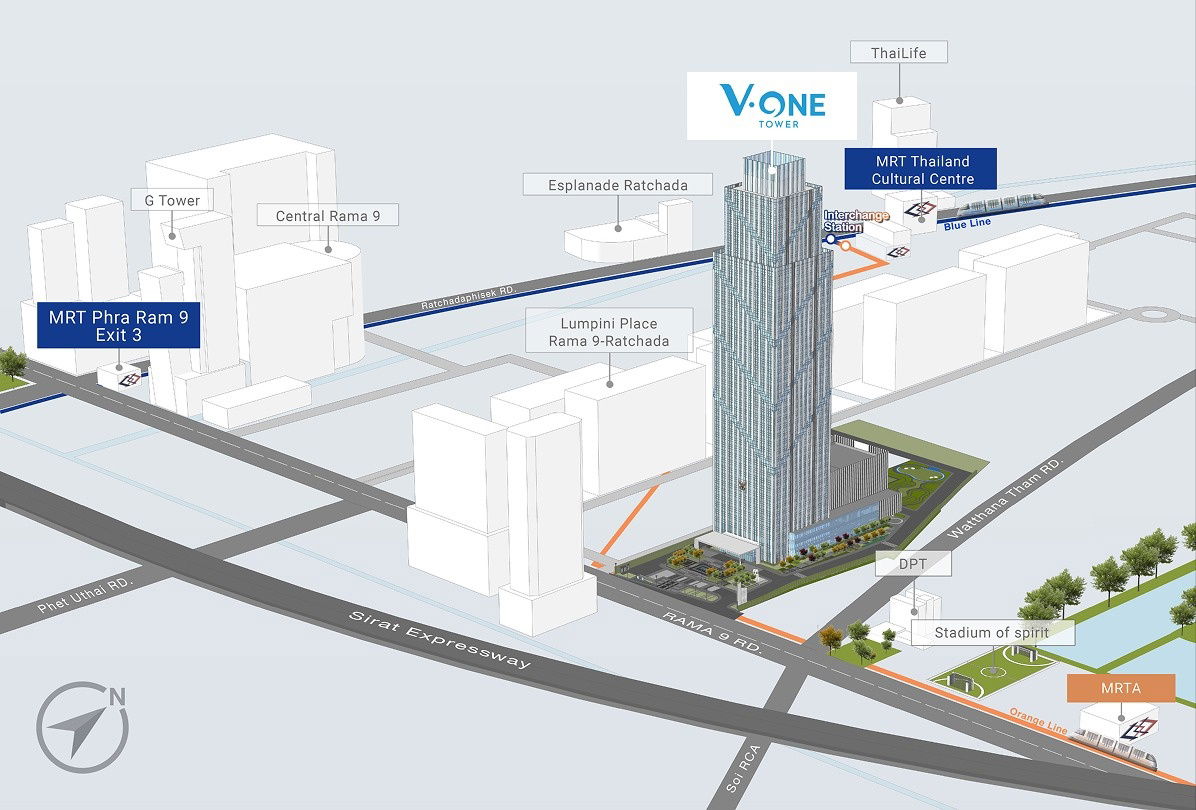 picture Office Space V ONE Tower 88-299sqm For RENT Near MRT PhraRam 9 Central Rama 9 - 8/8
