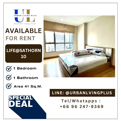 เช่าคอนโด BTS เซนต์หลุยส์ : ( UL2309283 ) Tel/Line 096-2479369, ให้เช่า ไลฟ์ แอท สาทร10 , 1 ห้องนอน, 1 ห้องน้ำ, ชั้นสูง, พร้อมอยู่, ราคาพิเศษ!!