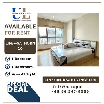 ( UL2309283 ) Tel/Line 096-2479369,  FOR RENT LIFE@SATHORN SOI 10 1 bedroom , 1 bathroom , Nice room , Ready to move in 💥💥