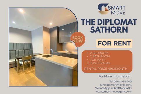 Code C20221201642....The Diplomat Sathorn สำหรับเช่า, 2 ห้องนอน, 2 ห้องน้ำ, แต่งครบ, พร้อมเข้าอยู่
