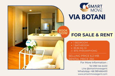 Condos for sale BTS Thong Lo (Thong Lor) : 🔥 For Sale !! Good location !! 🔥 Code C20230210949.........Via Botani, 1 bedroom, 1 bathroom, furnished, ready to move in, Special Deal!!📣📣