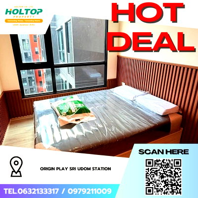 Condos for rent MRT Si Udom : #Z3519💥 071268 🔥Condo for rent: Origin Play Sri Udom Station