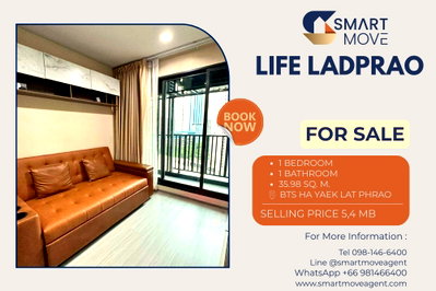 Condos for sale Ratchadaphisek Road : 🔥 For Sale !! high floor 15++, East Facing!! 🔥 Code C20230700681..........Life Ladprao, 1 bedroom, 1 bathroom, furnished, Special Deal!!📣📣