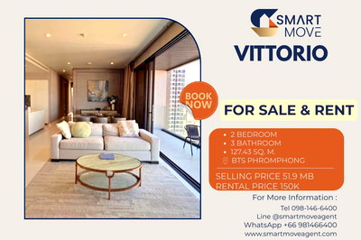 Condos for sale BTS Thong Lo (Thong Lor) : 🔥 Sale ! Private Lift, high floor 20++, North Facing,  Modern,luxurious style! Code C20251200001...Vittorio, 2 bed, 3 bath, furnished,  Special Deal!