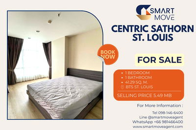 คอนโด BTS เซนต์หลุยส์ : 🔥 สำหรับขาย !! ห้องอยู่ทางทิศตะวันออก !!🔥 Code C20240600009..........Centric Sathorn St.Louis, 1 ห้องนอน, 1 ห้องน้ำ, แต่งครบ, ราคาพิเศษ!!📣📣