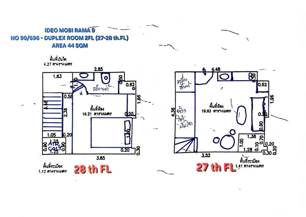 รูป เจ้าของ ขาย CONDO DUPLEX @ IDEO MOBI RAMA9 ติดรถไฟฟ้าใต้ดินMRT เซ็นทรัลพระราม9 Airport Link มักกะสัน Tourist-Night Market, RCA ห้วยขวาง รัชดาภิเษก - รูปที่ 14/23