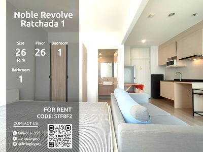 เช่าคอนโด เอสพลานาด รัชดาภิเษก : STF8F2 ให้เช่าคอนโด Noble Revolve Ratchada 1 มีเครื่องซักผ้า 26 ตร.ม. ชั้น 26 line id : @livinglegacy