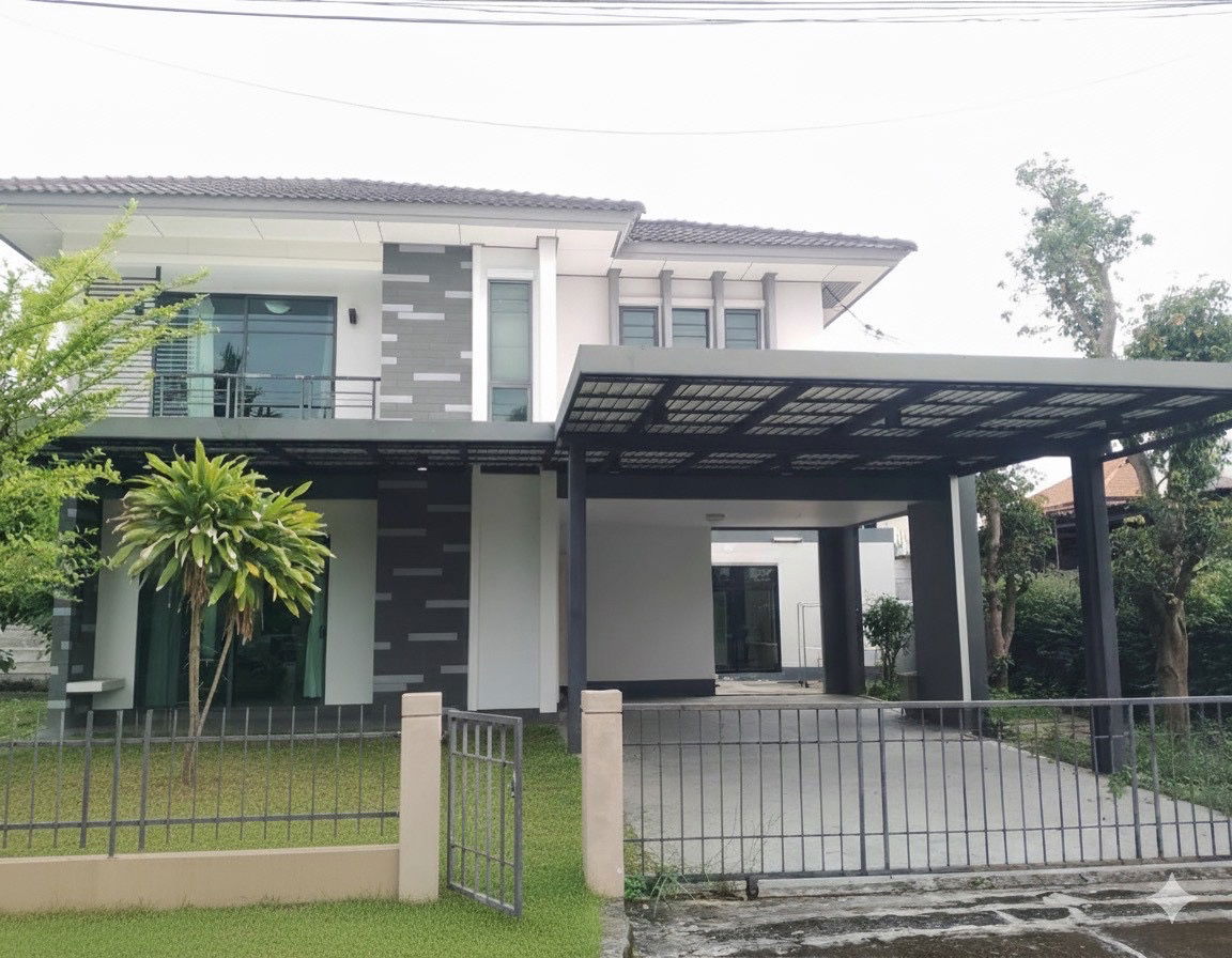 รูป ให้เช่า บ้านเดี่ยว Habitia ปัญญาอินทรา 2 – ซาฟารีเวิลด์ แปลงใหญ่ 113 ตร.วา ต่อเติมหลังบ้าน จอดรถได้ 4 คัน เฟอร์ครบ - รูปที่ 2/9