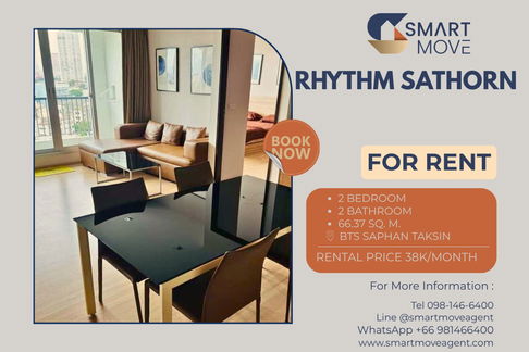 For Rent ! city view, high floor, Central area, river view, Rare item! Code C20240301742...Rhythm Sathorn, 2 bed, 2 bath, furnished, ready to move in