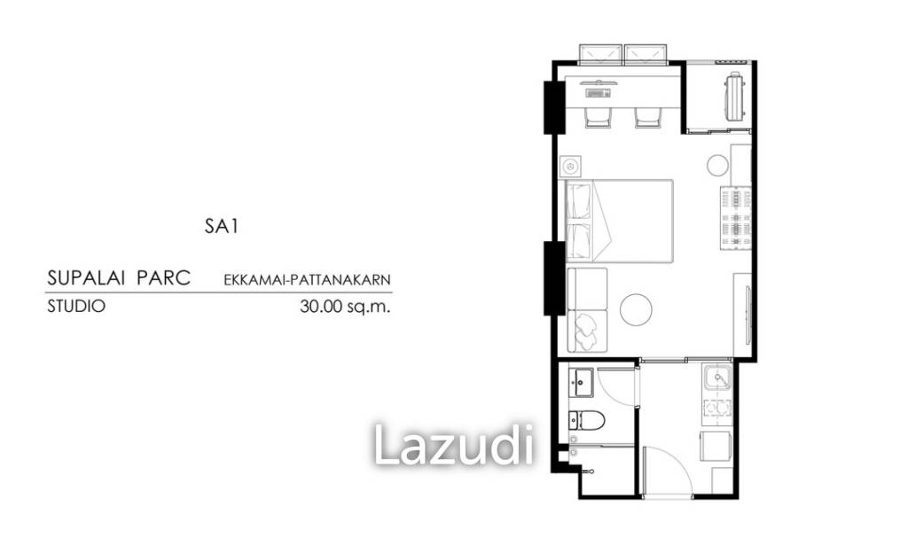 รูป 1 Bed 30 SQ.M Supalai PARC Ekkamai-Pattanakarn - รูปที่ 1/1