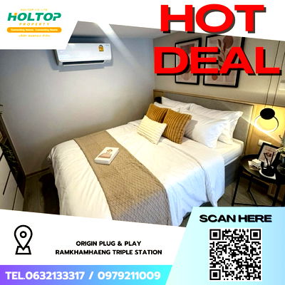 คอนโดให้เช่า : #Z3552💥 091268 🔥ให้เช่าคอนโด Origin Plug & Play Ramkhamhaeng Triple Station 