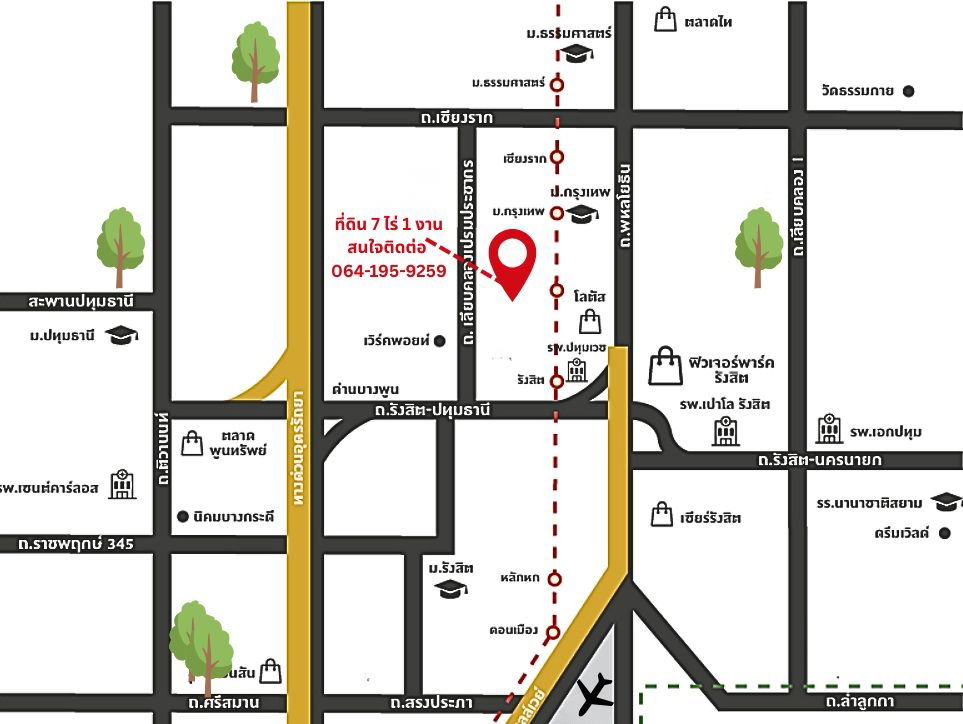 รูป ขายที่ดินเปล่า – ใกล้เวิร์คพอยท์, ติด มบ.อารีรมย์ 2, เนื้อที่ 7 ไร่ 1 งาน 10 ตารางวา - รูปที่ 4/4