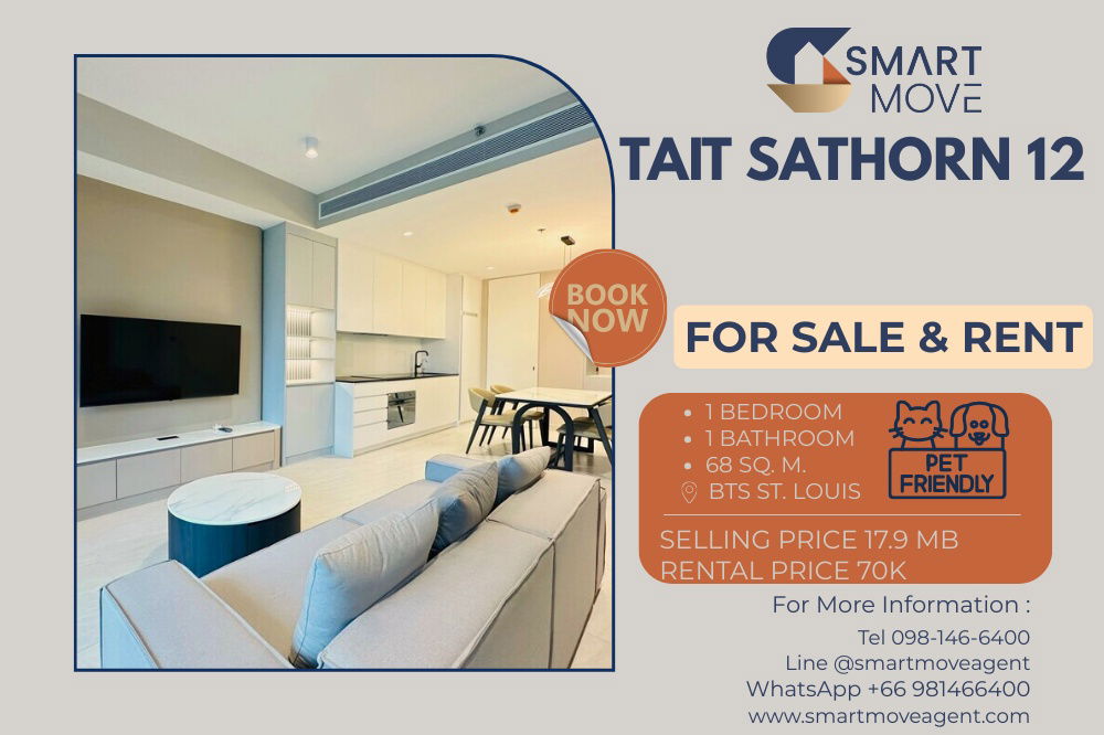 picture  For Sale  !! Pet Friendly, corner room, high floor 18++, South Facing!! 🔥 Code C20230600051...Tait Sathorn 12, 1 bed, 1 bath, furnished, Special Deal - 1/8