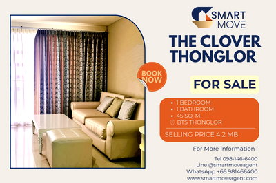 Condos for sale Thonglor 10 Station : 🔥 Sale with tenant !! 🔥 Code C20251100047..........The Clover Thonglor, 1 bedroom, 1 bathroom, furnished, Special Deal!!📣📣
