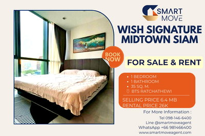 Condos for sale Din Daeng Road :  For Sale !! high floor 14++, Good location!! 🔥 Code C20230107486....Wish Signature Midtown Siam, 1 bedroom, 1 bathroom, furnished, Special Deal!!📣📣