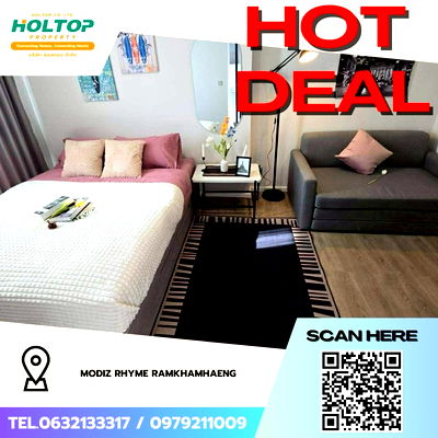 คอนโดให้เช่า : #Z3589💥 101268 🔥ให้เช่าคอนโด Modiz Rhyme Ramkhamhaeng
